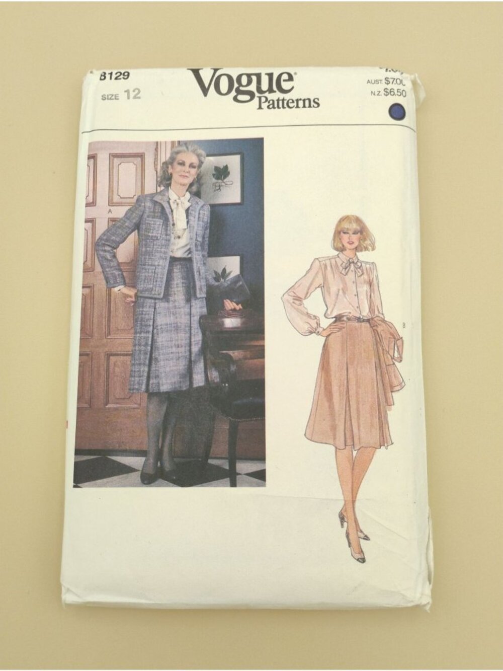 Vogue Patterns 8129 Misses Jacket Skirt & Blouse Sewing Pattern Size 12 Vintage
